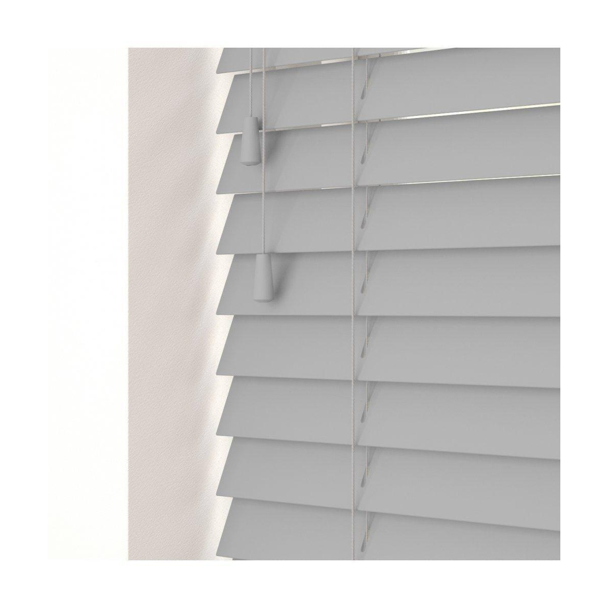 Smooth Finish Faux Wood Venetian Blinds with Strings 130cm Drop