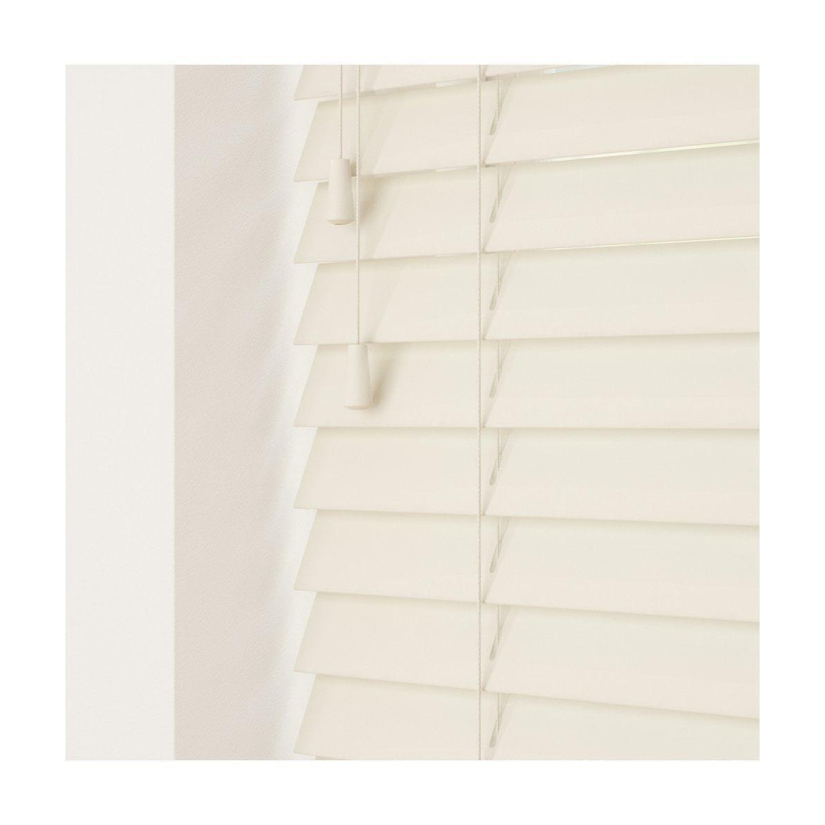 Smooth Finish Faux Wood Venetian Blinds with Strings 130cm Drop