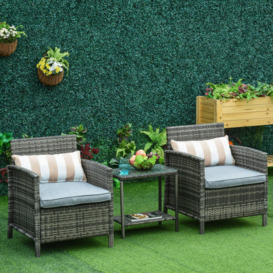 3 PC Rattan Garden Outdoor Patio Cushioned Single Sofa Coffee Table Light - thumbnail 2