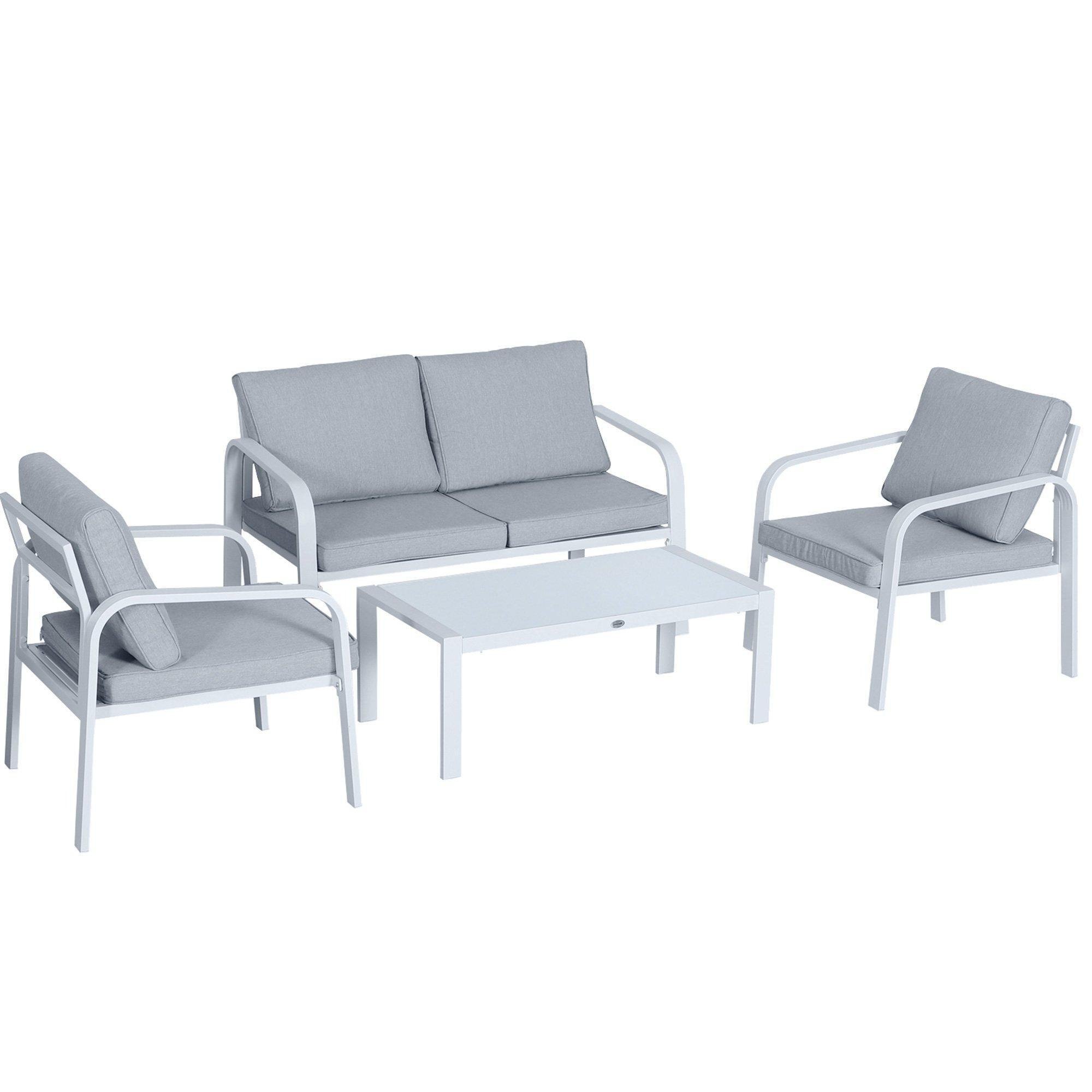 4pcs Garden Loveseat Chairs Table Furniture Aluminum with Cushion - image 1