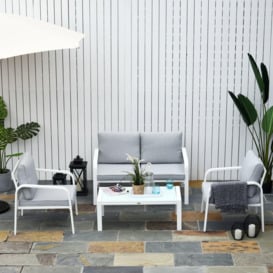4pcs Garden Loveseat Chairs Table Furniture Aluminum with Cushion - thumbnail 2