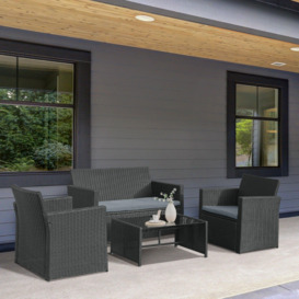 4 pcs Rattan Garden Sofa Set Patio 2-seater Bench Chairs & Coffee Table - thumbnail 2