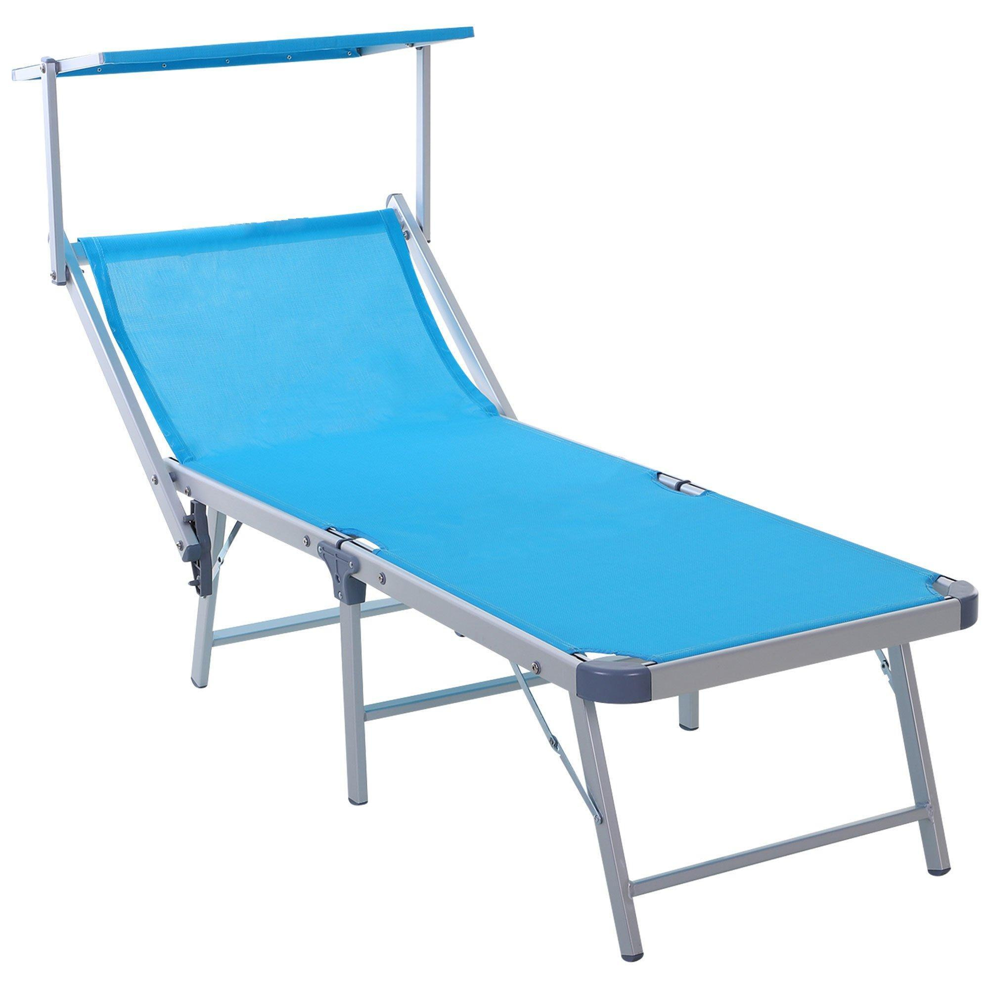 Outdoor Lounger Fold 180Degree Reclining Chair with Adjustable Canopy - image 1