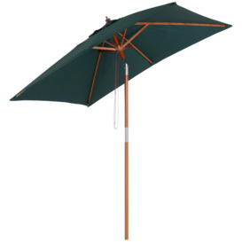 Wooden Patio Umbrella Market Parasol Outdoor Sunshade 6 Ribs