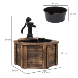 Wooden Electric Water Fountain Garden Ornament with Hand Pump Vintage Style - thumbnail 3