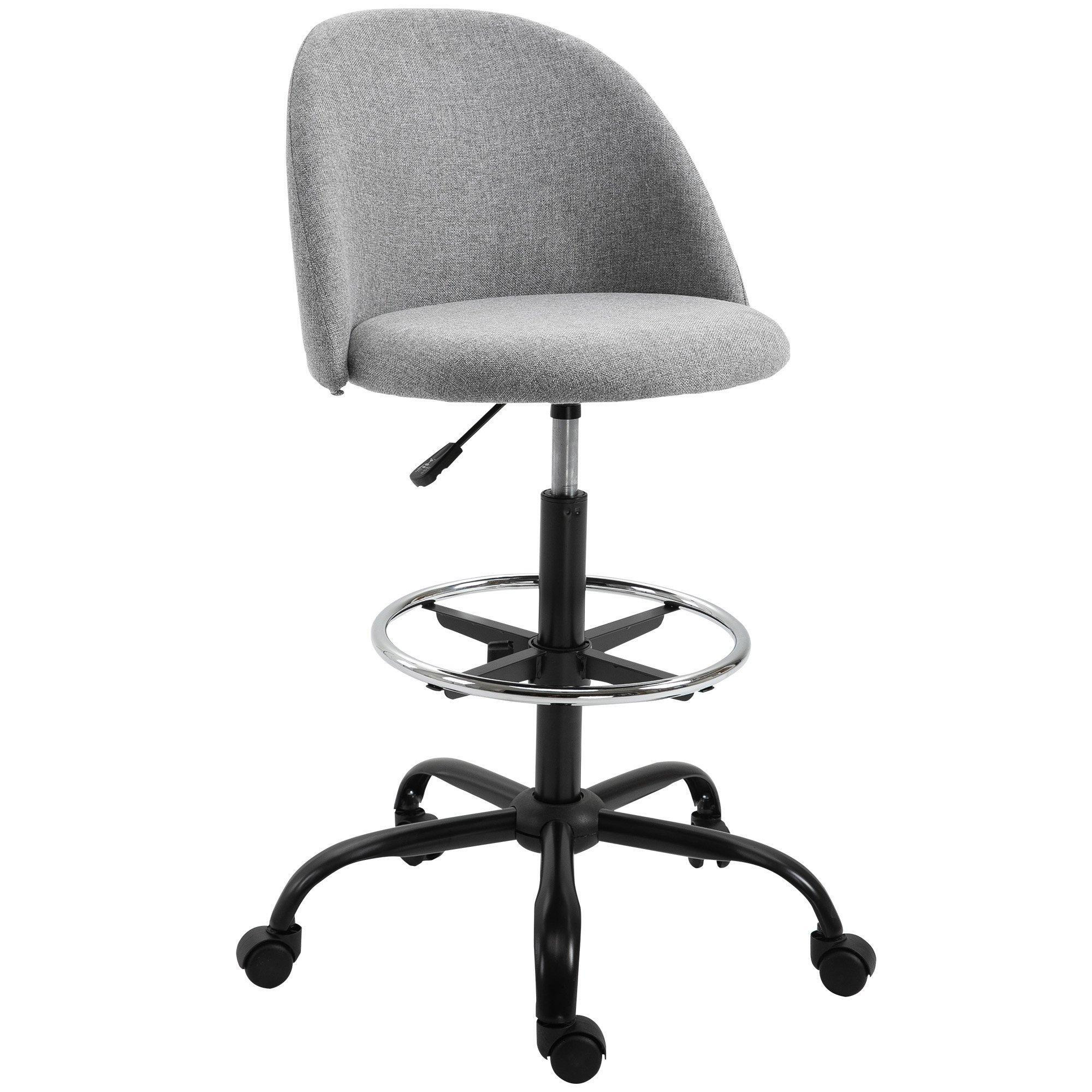 High Back Chair Home Office Seat Ergonomic with 5 Wheels Padded Grey - image 1