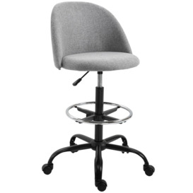 High Back Chair Home Office Seat Ergonomic with 5 Wheels Padded Grey