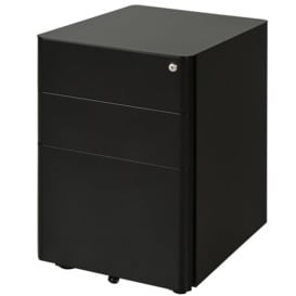 3 Drawer Metal Filing Cabinet Lockable 4 Wheels Compact Under Desk - thumbnail 1