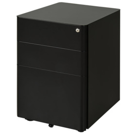3 Drawer Metal Filing Cabinet Lockable 4 Wheels Compact Under Desk