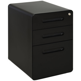 3 Drawer Modern Steel Filing Cabinet with 4 Wheels Lock Pencil Box