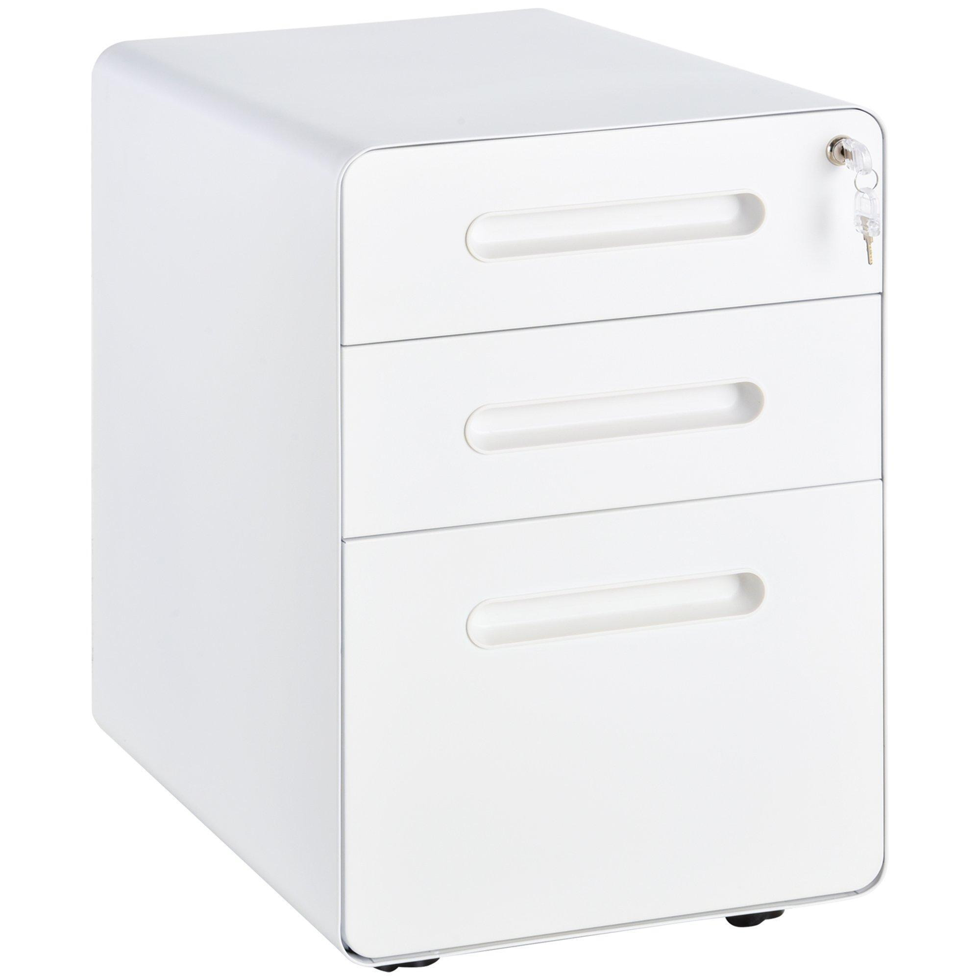 3 Drawer Modern Steel Filing Cabinet with 4 Wheels Lock Pencil Box - image 1