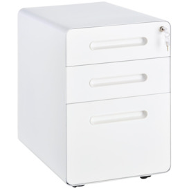3 Drawer Modern Steel Filing Cabinet with 4 Wheels Lock Pencil Box