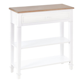 White Console Table Hallway Side Desk with Drawer 2 Shelves Worktop