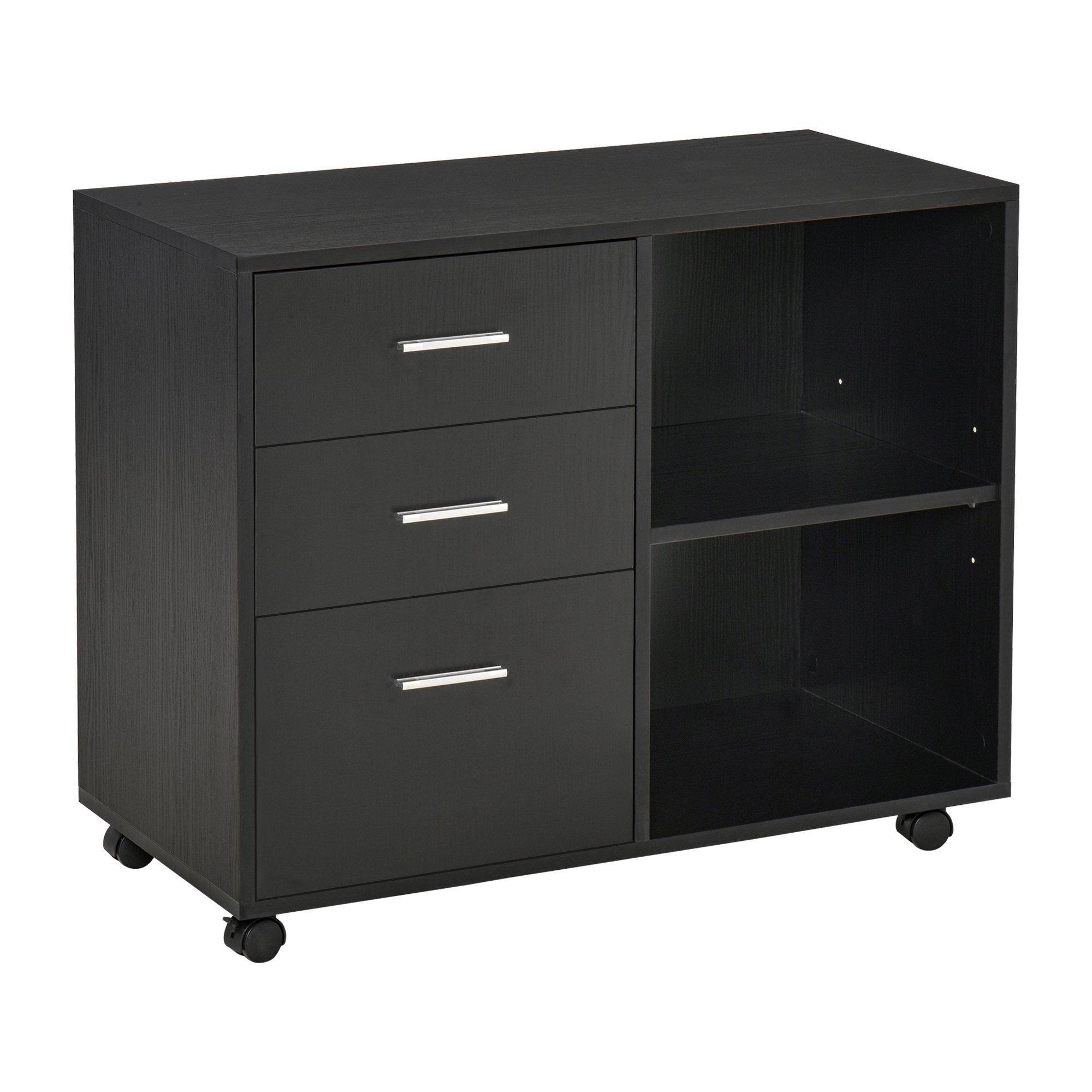 Storage Cabinet with 3 Drawers 2 Shelves 4 Wheels Office Home - image 1