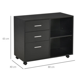 Storage Cabinet with 3 Drawers 2 Shelves 4 Wheels Office Home - thumbnail 3