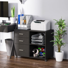 Storage Cabinet with 3 Drawers 2 Shelves 4 Wheels Office Home - thumbnail 2