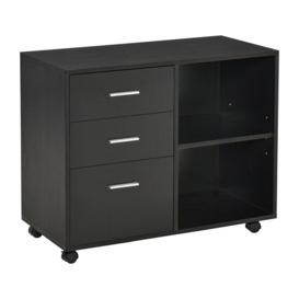 Storage Cabinet with 3 Drawers 2 Shelves 4 Wheels Office Home