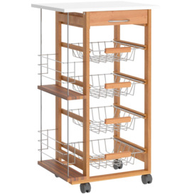 Multi Use Kitchen Island Trolley 4 Baskets Side Racks Drawer Worktop - thumbnail 2