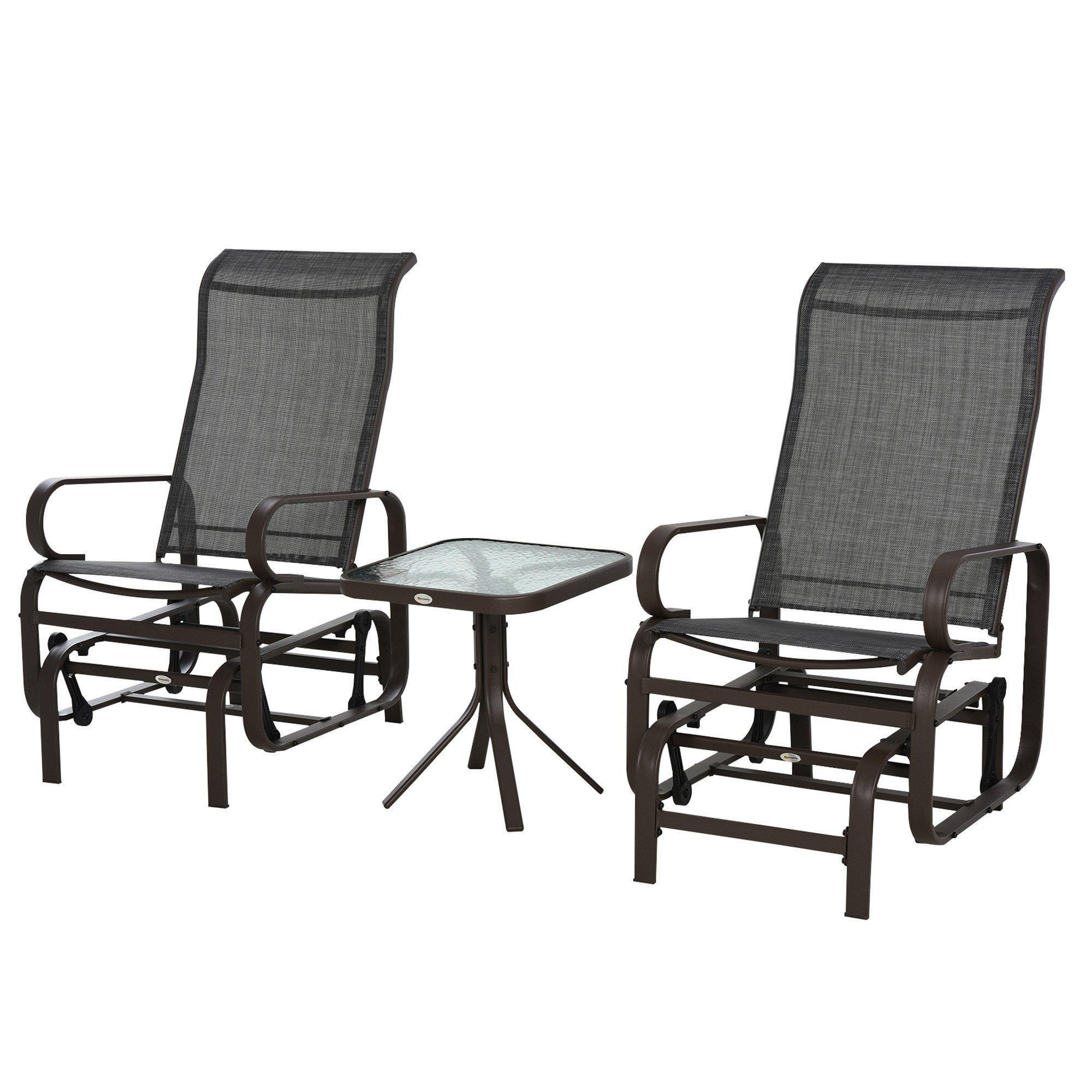 3 Pcs Rocking Chair Gliding Chair Set with Table for Patio Garden - image 1