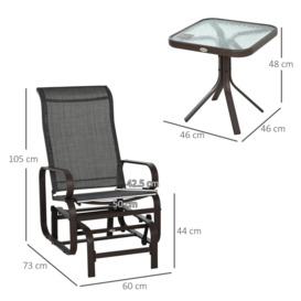 3 Pcs Rocking Chair Gliding Chair Set with Table for Patio Garden - thumbnail 3