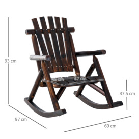 Wooden Traditional Rocking Chair Lounger Relaxing Balcony Garden Seat - thumbnail 3