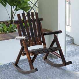 Wooden Traditional Rocking Chair Lounger Relaxing Balcony Garden Seat - thumbnail 2