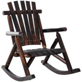 Wooden Traditional Rocking Chair Lounger Relaxing Balcony Garden Seat - thumbnail 1