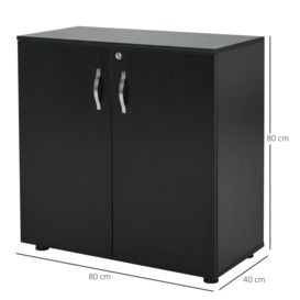 2-Tier Locking Office Storage Cabinet File Organisation with Handles - thumbnail 3