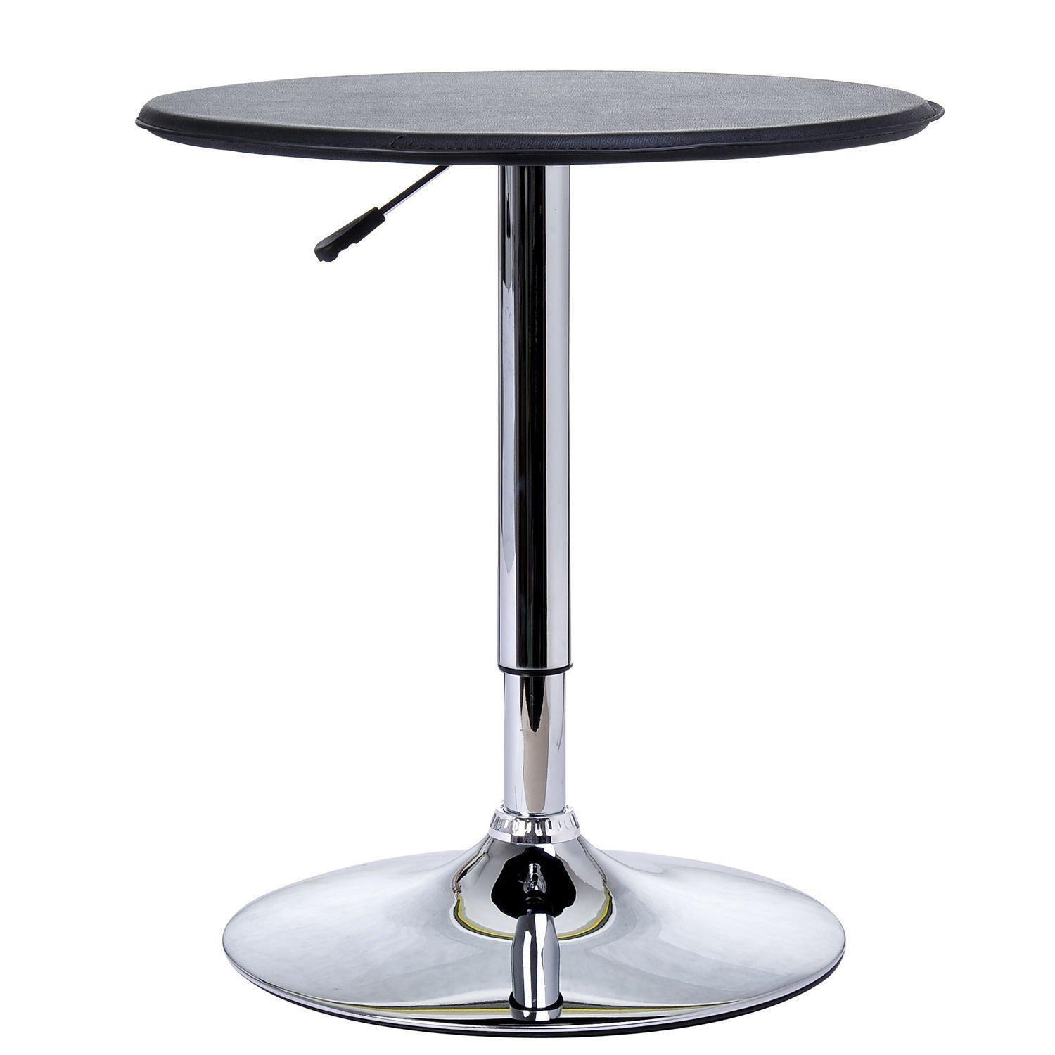 Adjustable Round Bistro Bar Table   PU Leather Top Steel Base Bistro - image 1