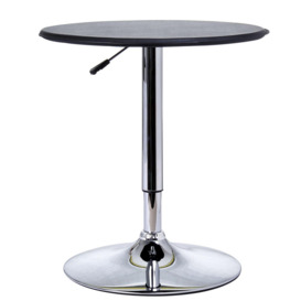 Adjustable Round Bistro Bar Table   PU Leather Top Steel Base Bistro