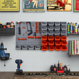 44 Pcs On Wall Garage DIY Storage Unit with 28 Cubes 10 Hooks 2 Boards - thumbnail 3
