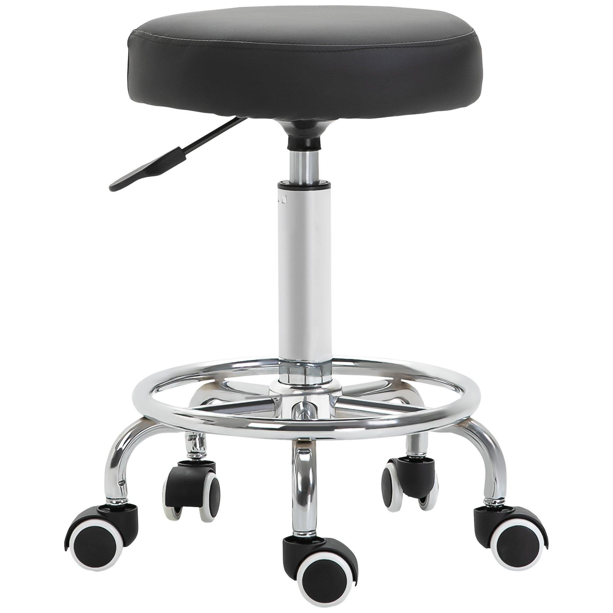 PU Leather Salon Working Beautician Stool Adjustable Height with Footrest - image 1