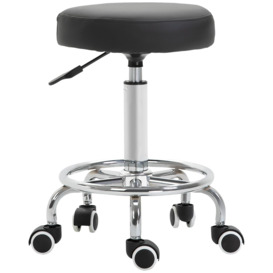 PU Leather Salon Working Beautician Stool Adjustable Height with Footrest - thumbnail 1