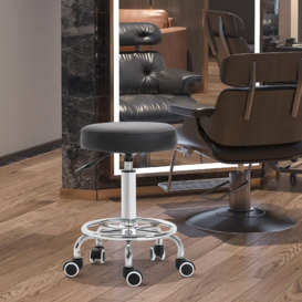 PU Leather Salon Working Beautician Stool Adjustable Height with Footrest - thumbnail 3