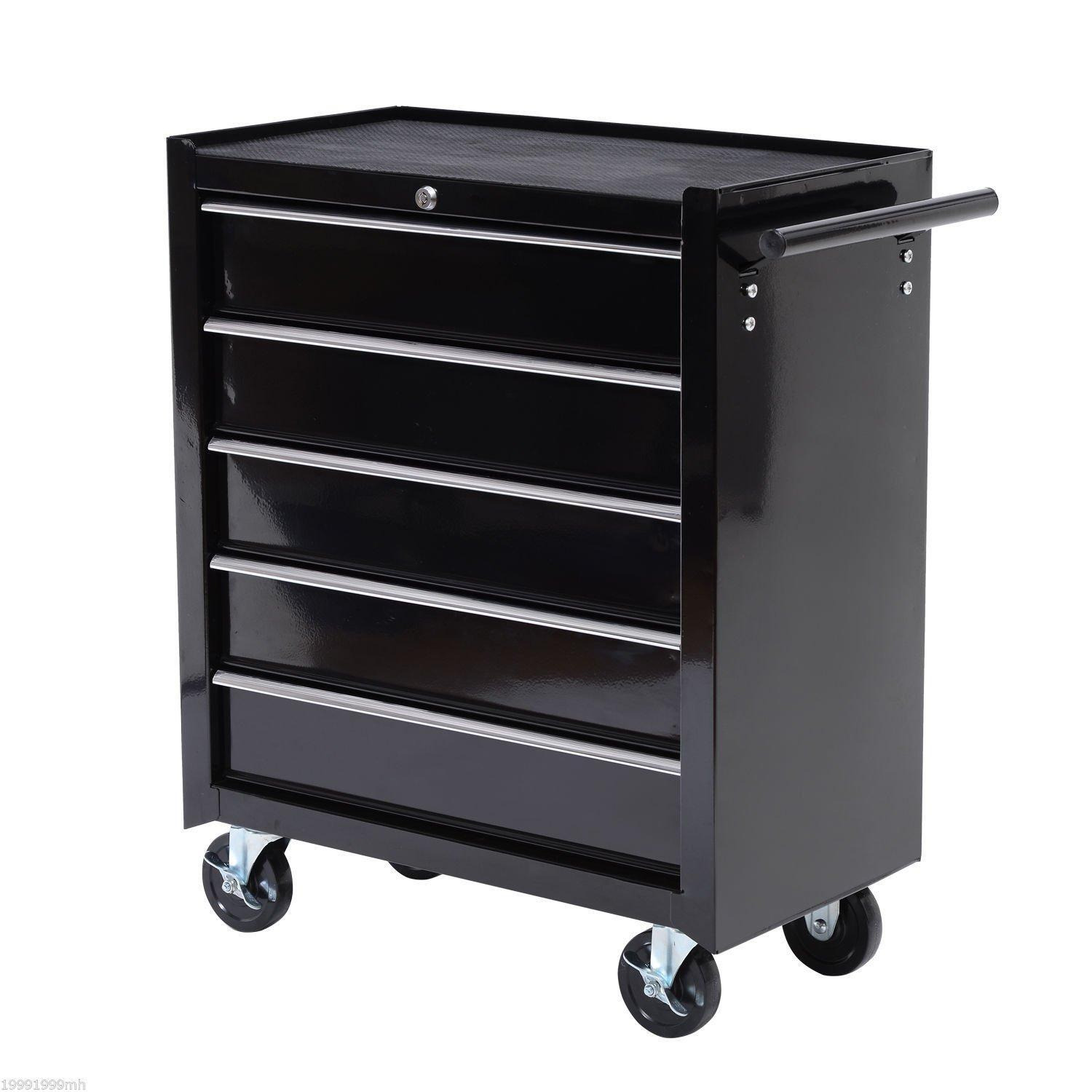 Steel 5 Drawer Tool Storage Cabinet Lockable with Handle 2 Keys Garage - image 1
