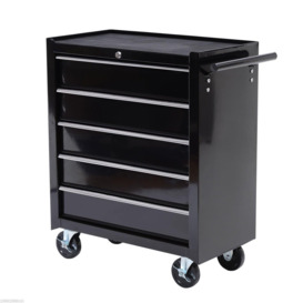 Steel 5 Drawer Tool Storage Cabinet Lockable with Handle 2 Keys Garage