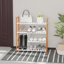 Shoe Rack Simple Home Storage with Wood Frame Boot Compartment - thumbnail 2