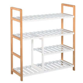 Shoe Rack Simple Home Storage with Wood Frame Boot Compartment - thumbnail 1