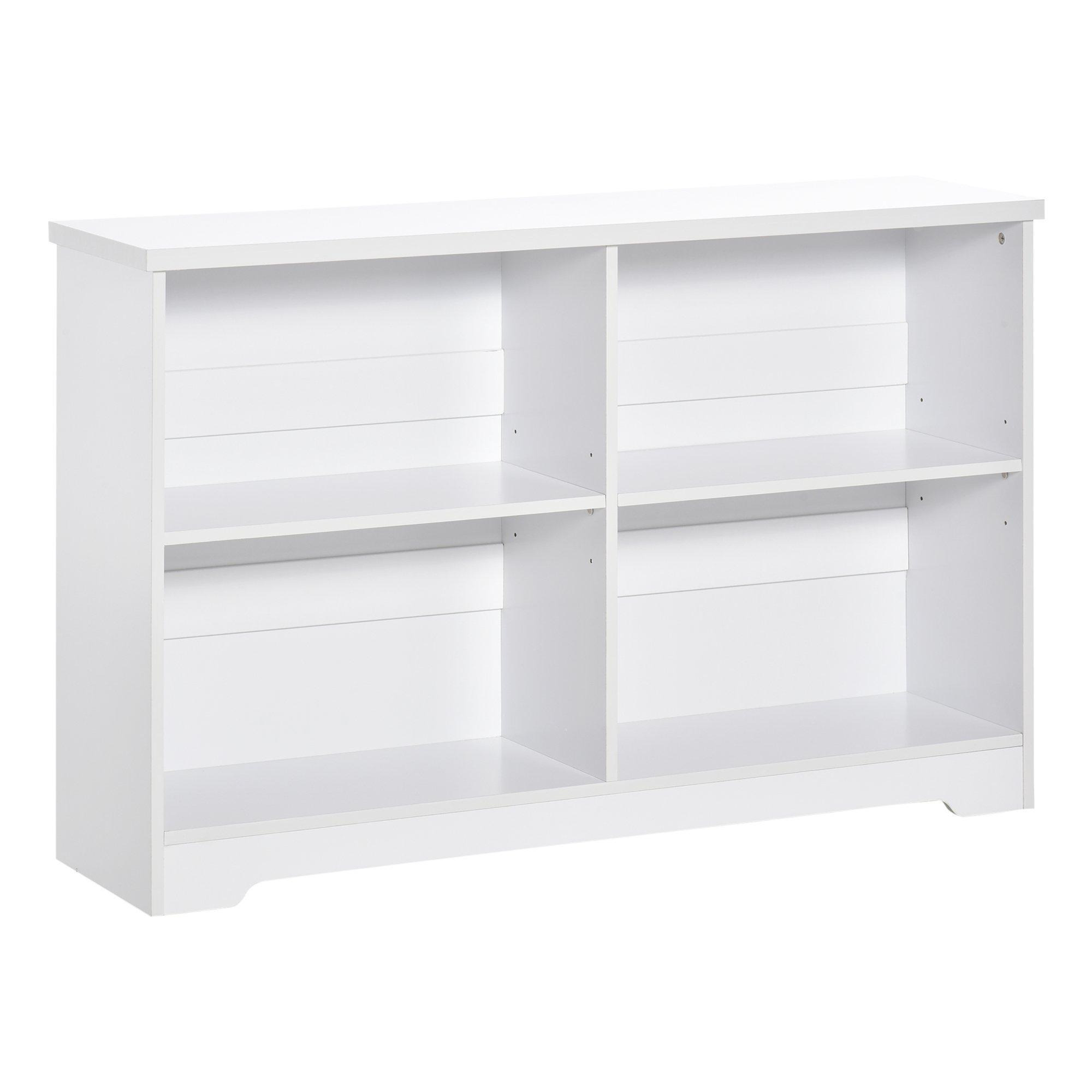 Simple Modern 4-Compartment Low Bookcase 2-Tier Shelves Cube Display - image 1