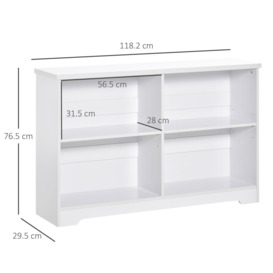Simple Modern 4-Compartment Low Bookcase 2-Tier Shelves Cube Display - thumbnail 3