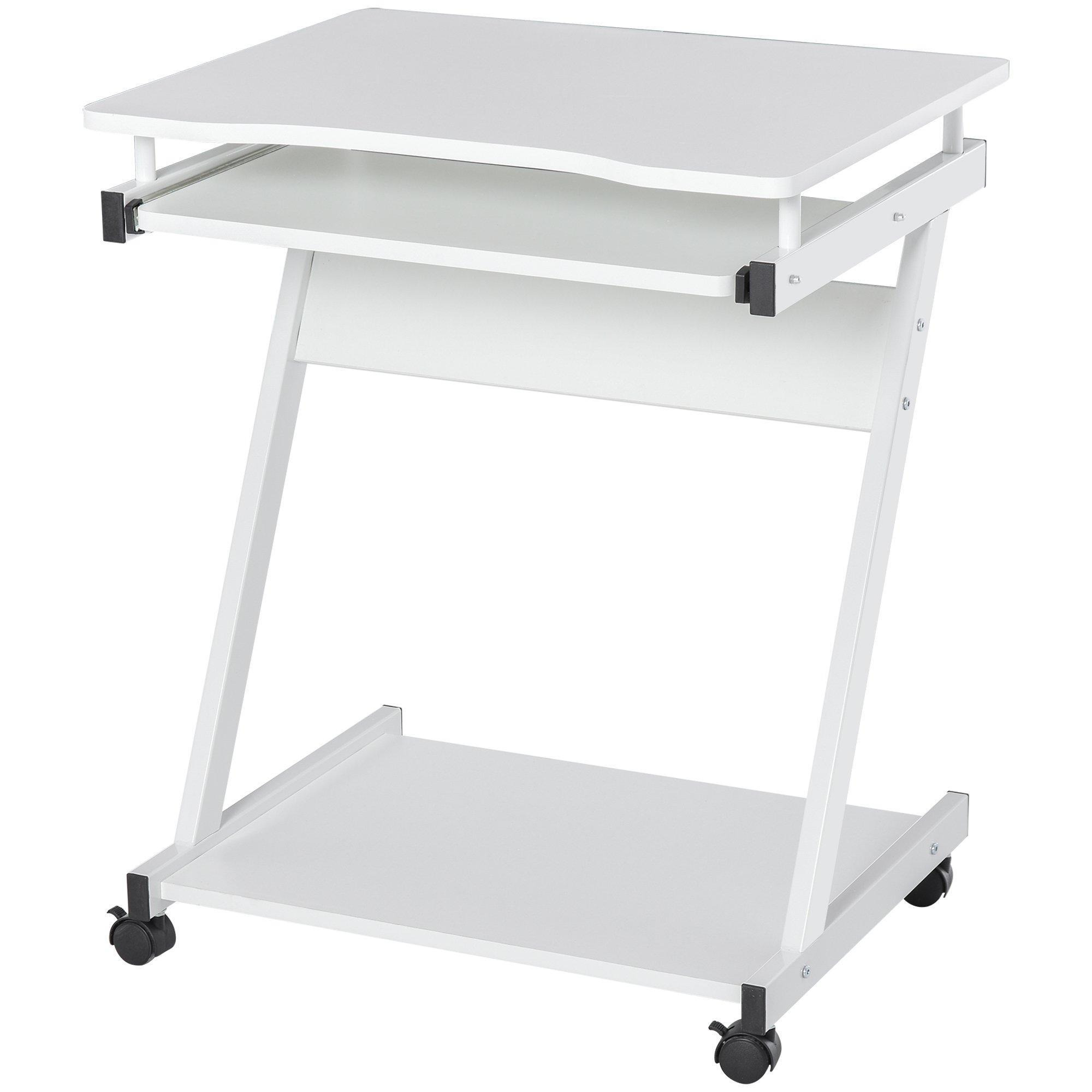 Movable Computer Desk with 4 Moving Wheels Sliding Keyboard Tray Home - image 1