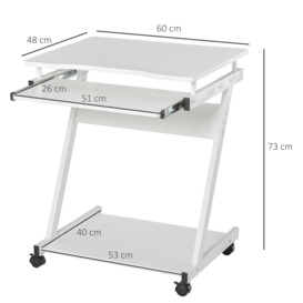 Movable Computer Desk with 4 Moving Wheels Sliding Keyboard Tray Home - thumbnail 3
