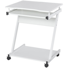 Movable Computer Desk with 4 Moving Wheels Sliding Keyboard Tray Home - thumbnail 1