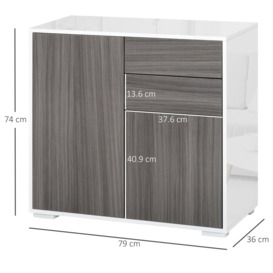 Push-Open Side Cabinet with 2 Drawer 2 Door Cabinet for Home Office - thumbnail 3
