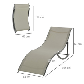 2pcs S-shaped Lounge Chair Sun Lounger Foldable Reclining Sleeping Bed - thumbnail 3
