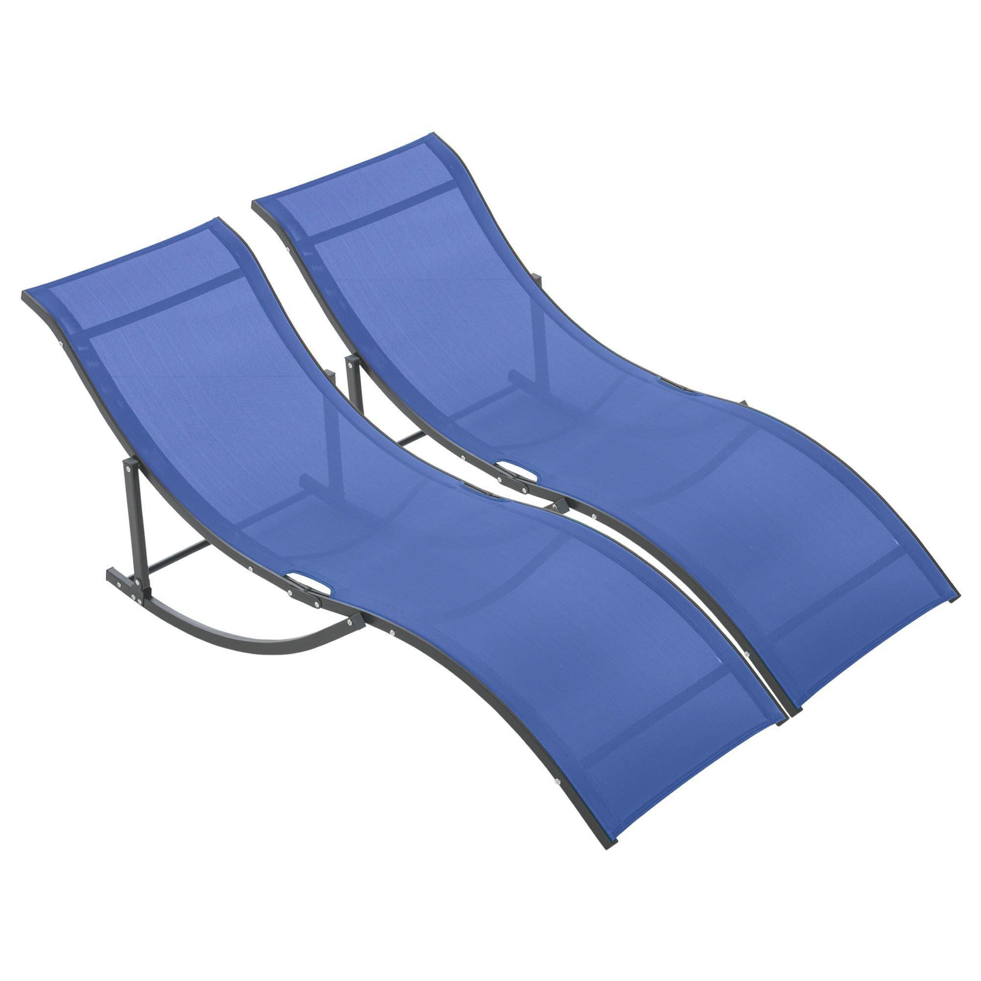 2pcs S-shaped Lounge Chair Sun Lounger Foldable Reclining Sleeping Bed - image 1
