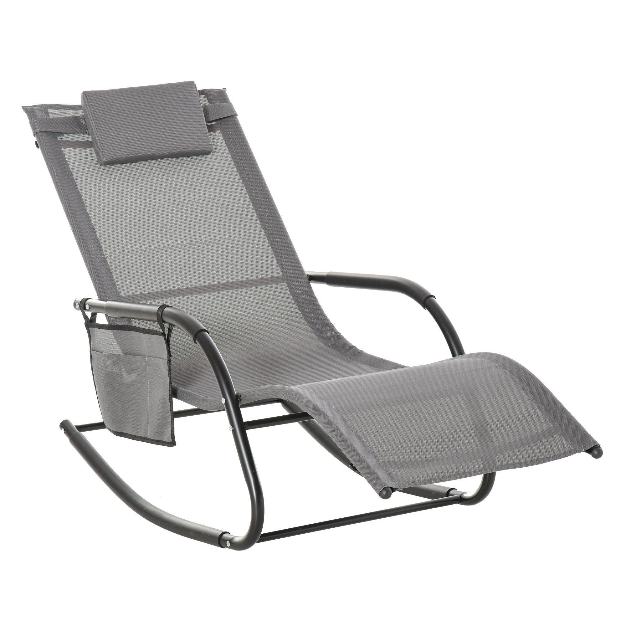 Breathable Mesh Rocking Chair Outdoor Recliner with Headrest - image 1