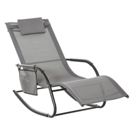 Breathable Mesh Rocking Chair Outdoor Recliner with Headrest