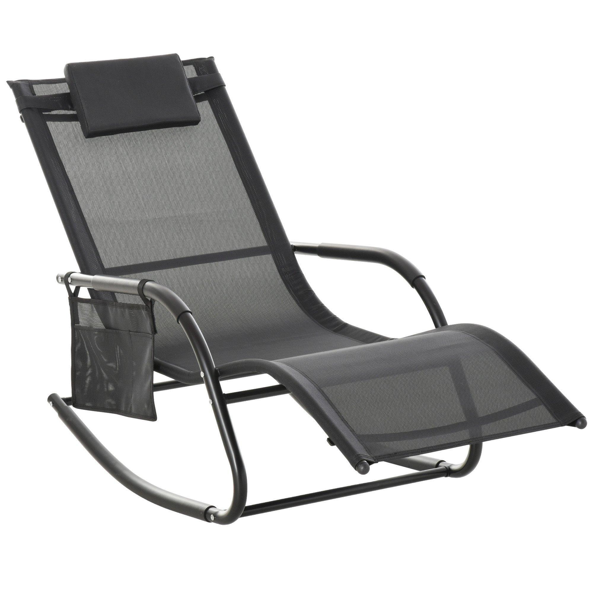 Breathable Mesh Rocking Chair Outdoor Recliner with Headrest - image 1