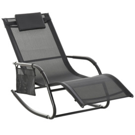 Breathable Mesh Rocking Chair Outdoor Recliner with Headrest